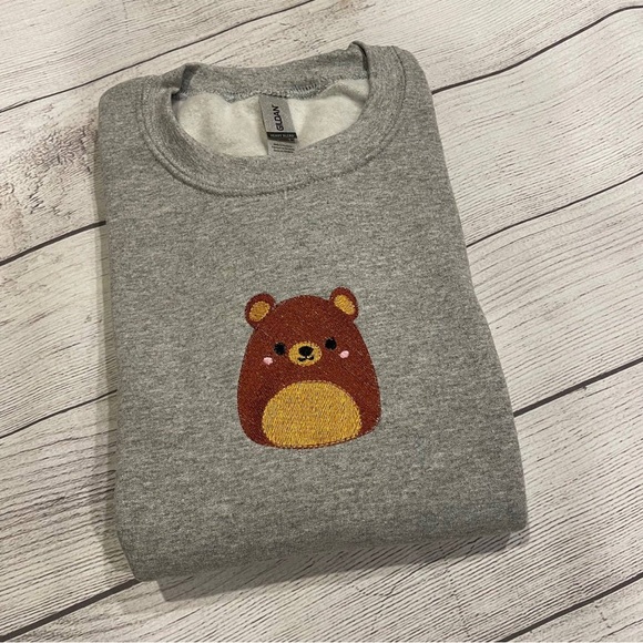 Gildan Tops - Custom Embroidered Squishmallow Crewneck Sweatshirt or T-Shirt Omar the Bear